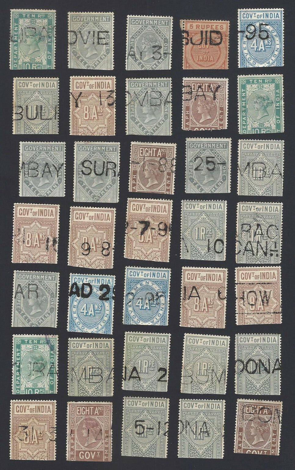 India QV Queen Victoria telgraph stamps used mixture (43)