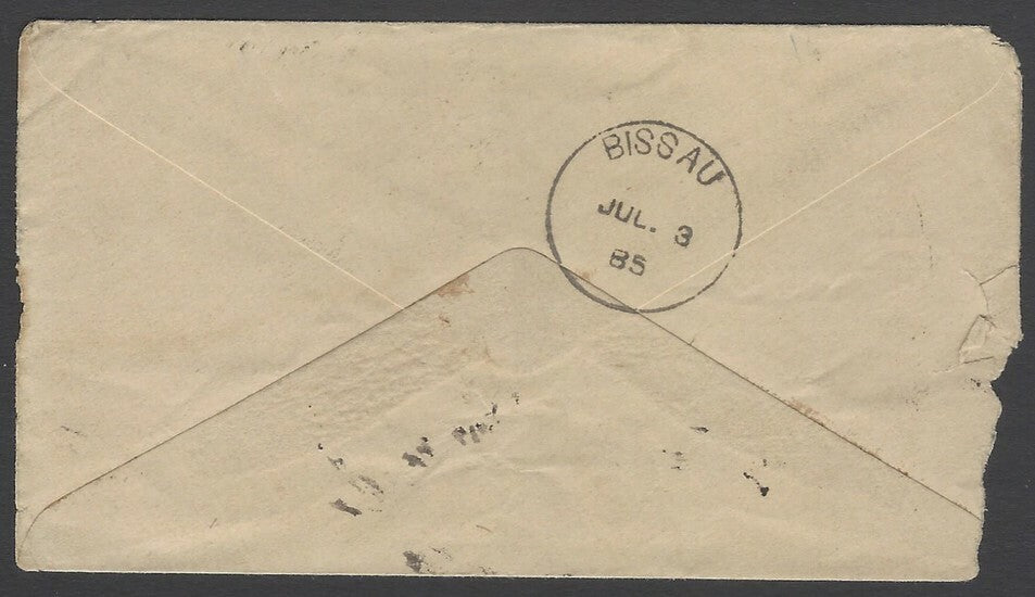 AOP India QV 1/2a green envelope cancelled R.S.O. HOWRAH sc 1885