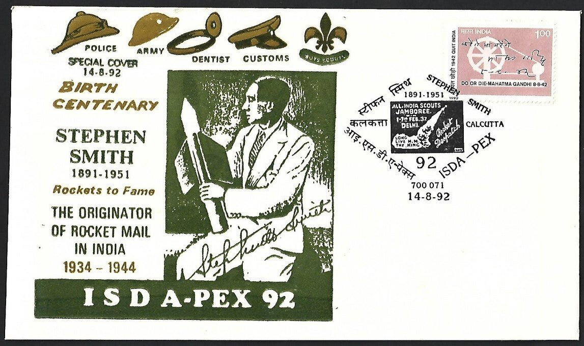 India 1992 Special cover Stephen Smith Rocket Pioneer Birth Centenary