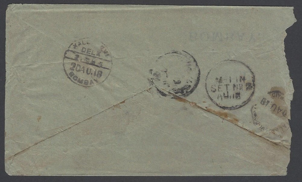 AOP India Hyderbad State & M-14 IN SECTION 2 Postage Due cover 1918