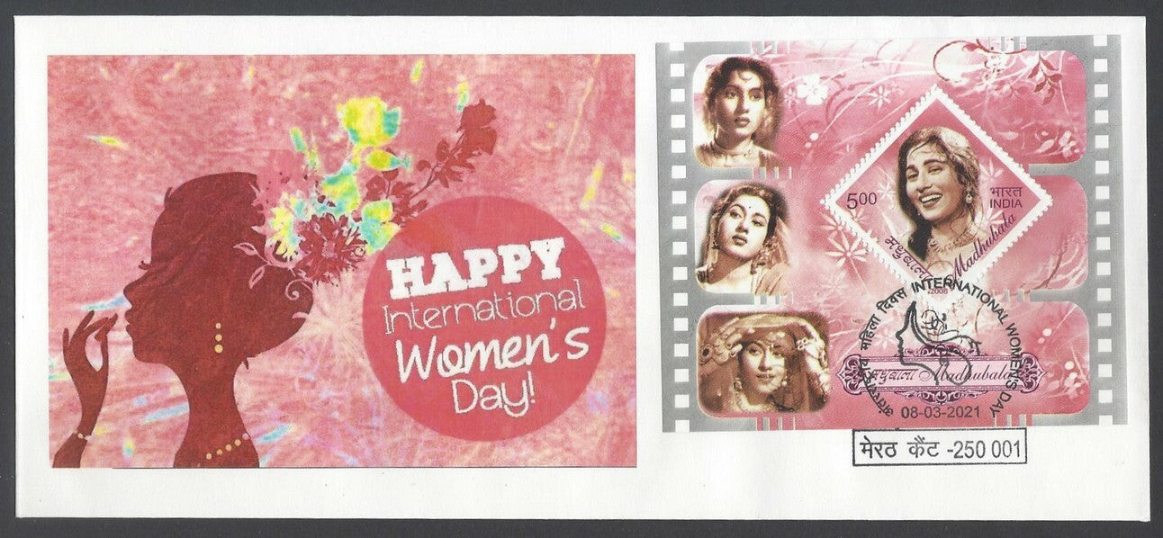 AOP India 2021 WOMEN'S DAY event cover with 2008 Madhubala MS set of 5 