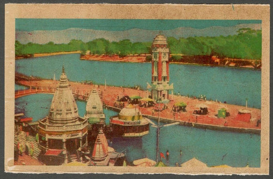 AOP India vintage Hindu postcard Harki-Pairi Hargwar & Mansa Devi Mountain