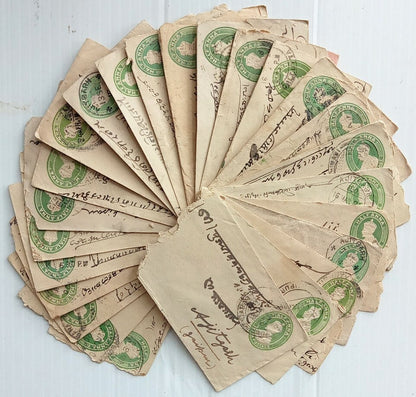 AOP India KGV 1/2a green envelopes x 100 selected for condition WHOLESALE