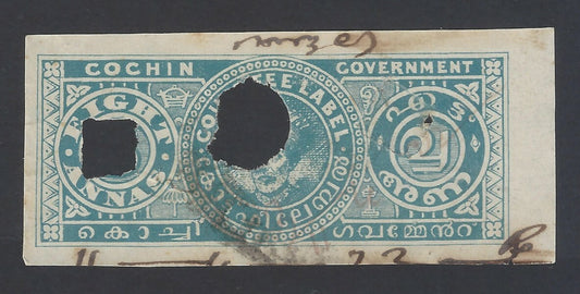 AOP India Cochin State Court Fee 8a blue green