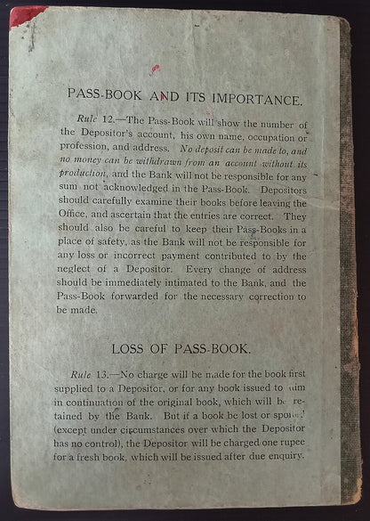 Imperial Bank of India 1908 pass book