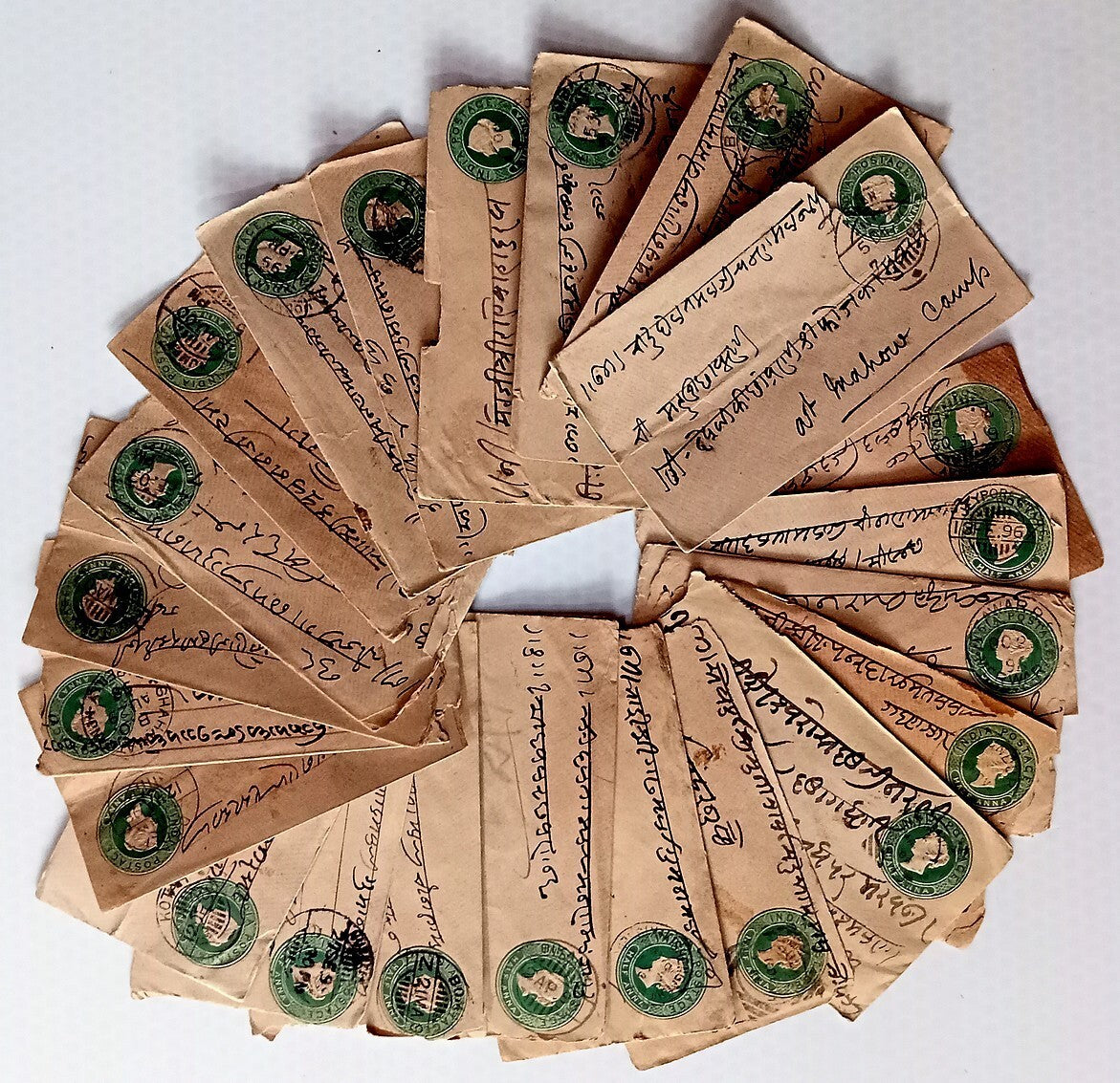 AOP India 1/2a green envelopes x100 selected for condition WHOLESALE