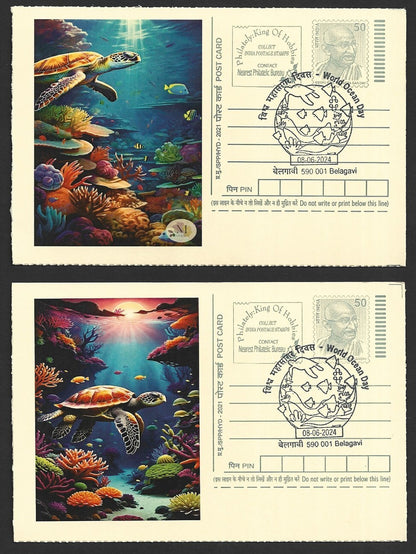 India 2024 World Ocean Day cards TORTOISE & FISH (10)
