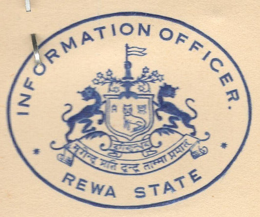 India 1947 crested letter INFORMATION OFFICER * REWA STATE signed
