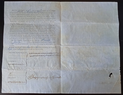 India 1865 document with impressed 1R revenue stamp