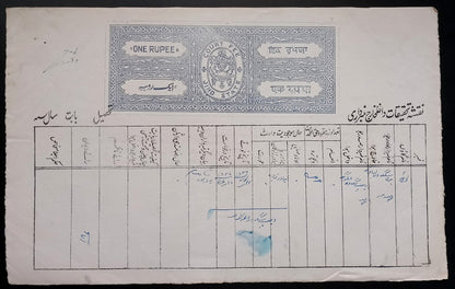 India JIND State HORIZONTAL FORMAT 1R stamp paper