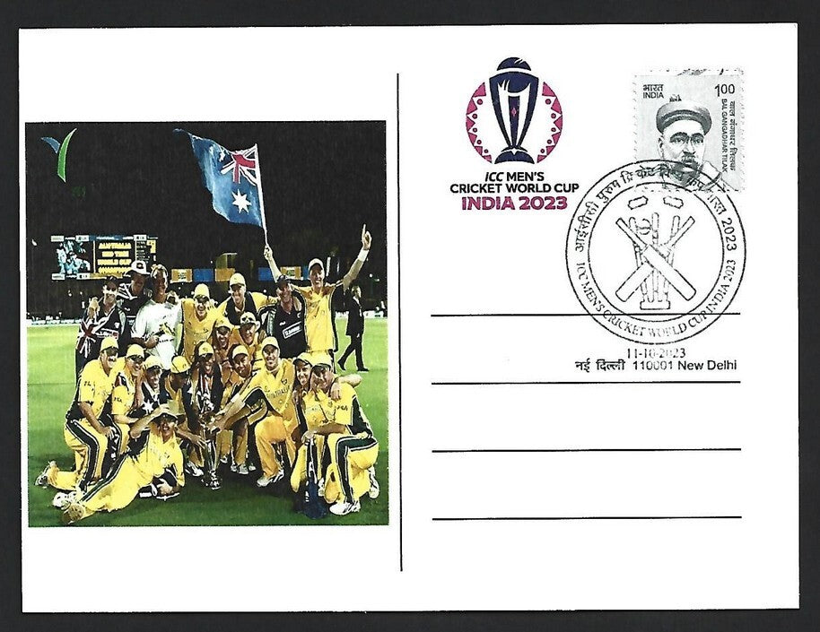 India 2023 ICC Cricket World Cup postcard AUSTRALIA TEAM