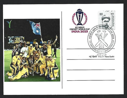 India 2023 ICC Cricket World Cup postcard AUSTRALIA TEAM