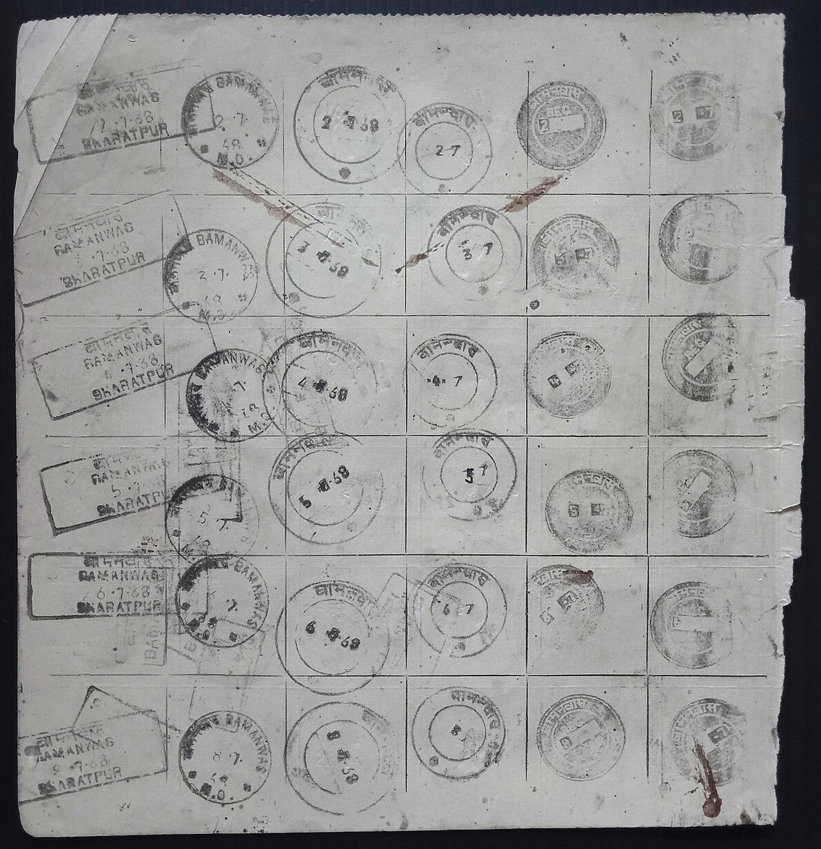 India 1957-68 Post Office daily postmark proof impression sheets (18)