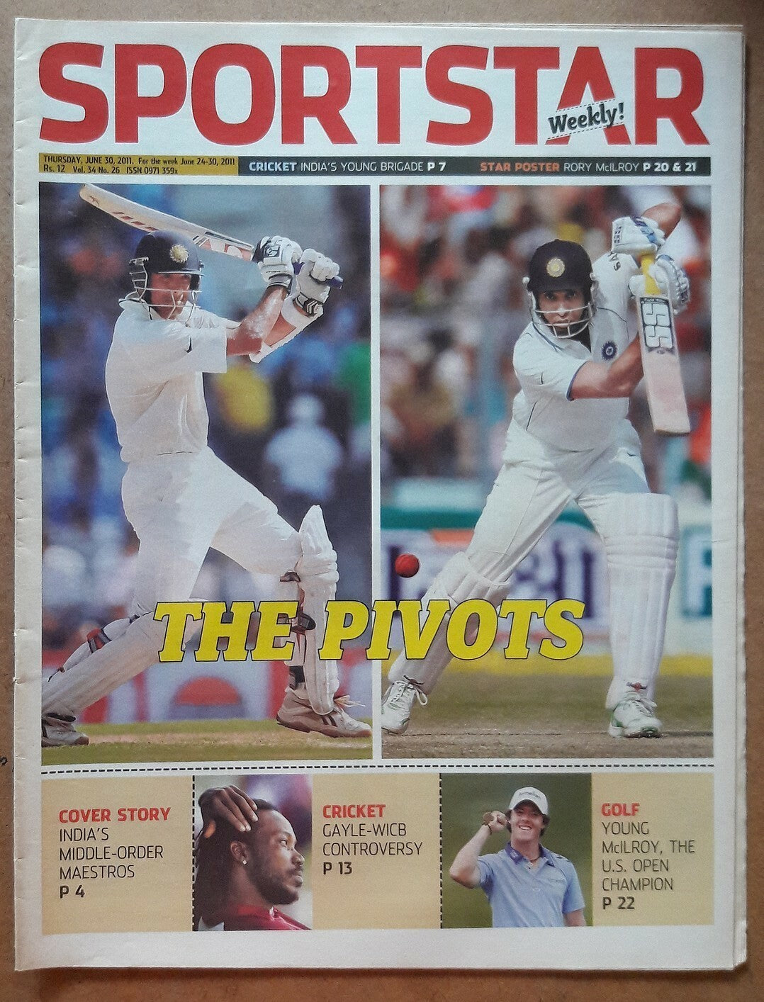 India Sportstar 2009-11 CRICKET cover issues 10” X 13” (5)