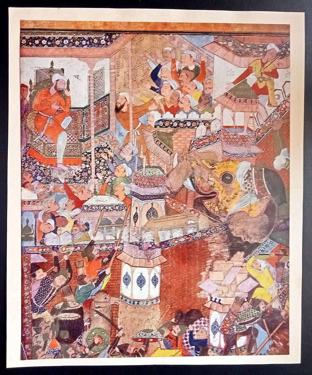India Mughal Miniature vintage print 9x11 inches - mounted