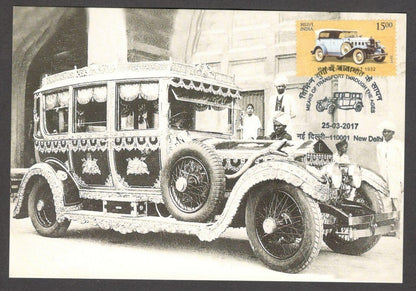 India souvenir VINTAGE CARS card ROLLS ROYCE SILVER GHOST in regal finery