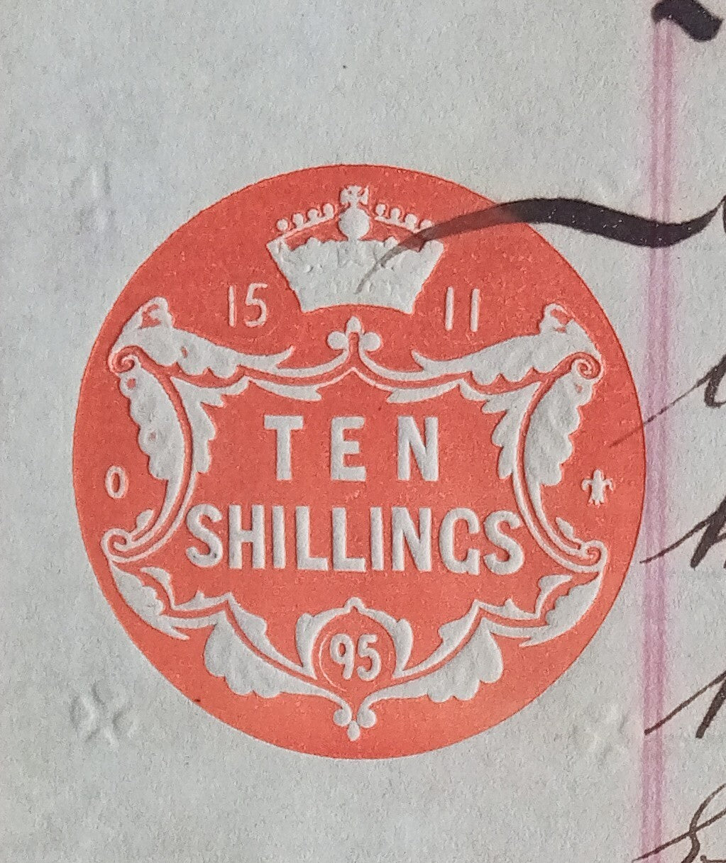 India QV 1R Special Adhesive revenue on PoA GB 10s revenue & 1897 postage 1s zaz
