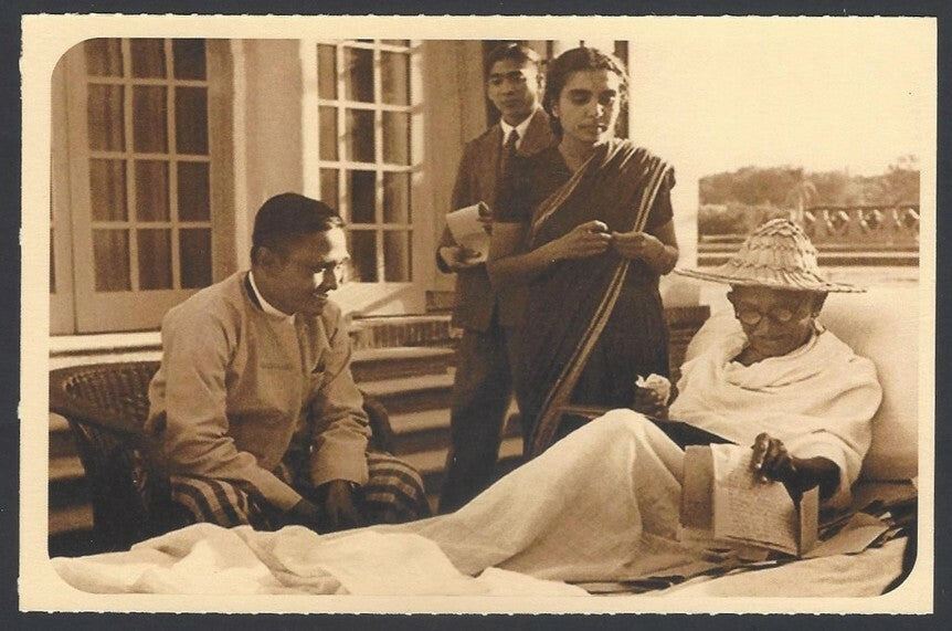 AOP India full back pictorial 50p Gandhi postal card GANDHI 