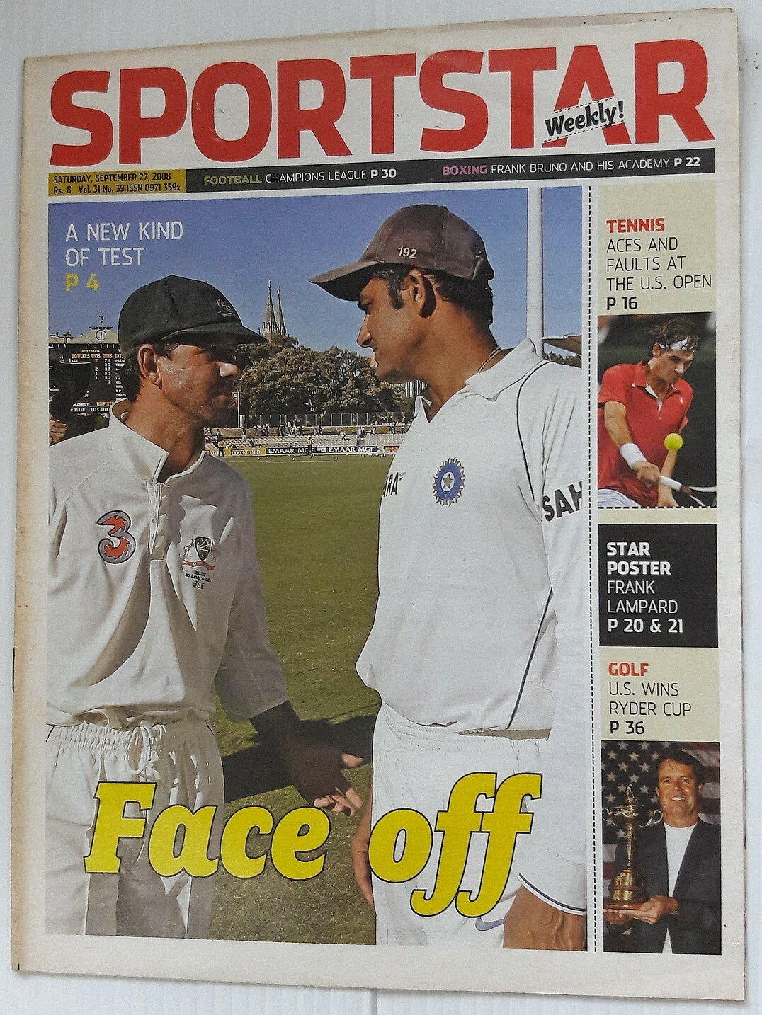 India Sportstar 2006-10 CRICKET cover issues 10” X 13” (5)