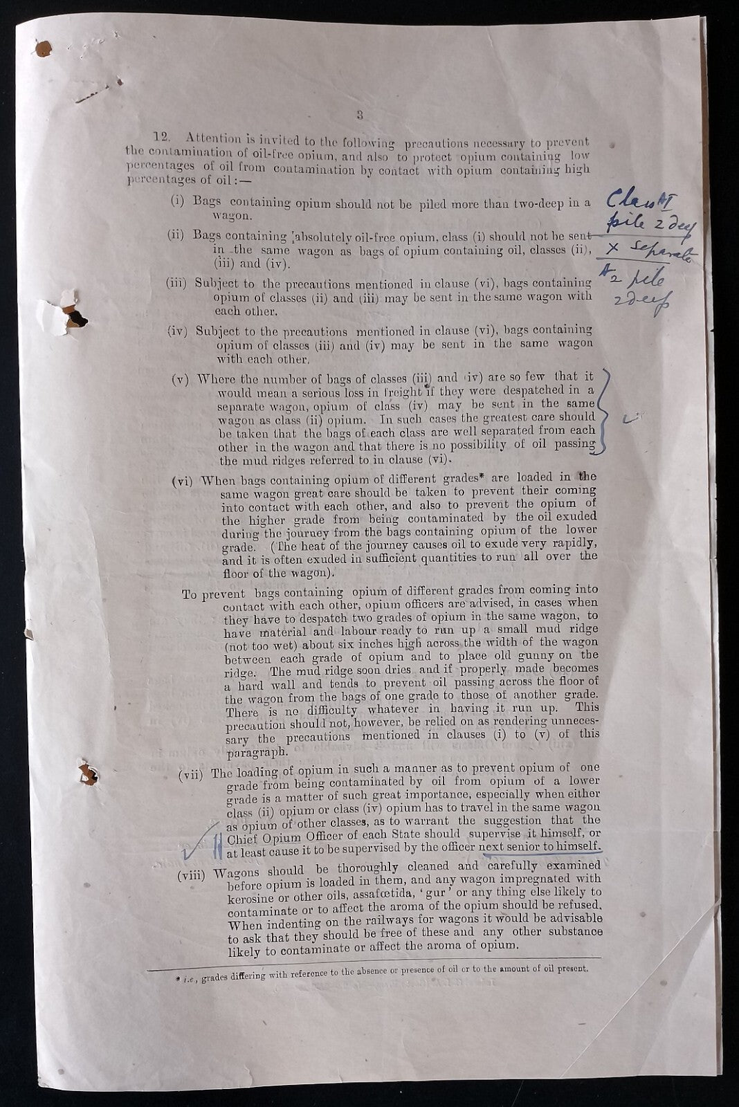 AOP India 1925 Official printed document CLASSIFICATION OF OPIUM
