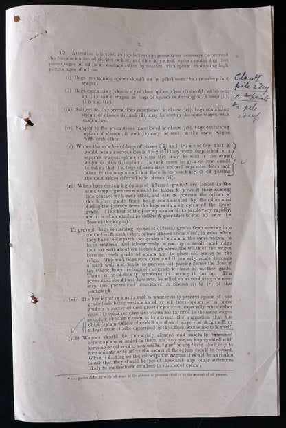 AOP India 1925 Official printed document CLASSIFICATION OF OPIUM