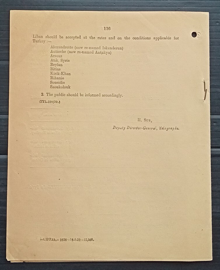 India 1939 POSTAL NOTICE Correction to Post and Telegraph Guide Sept 1939 #20