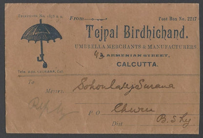 AOPIMT India illustrated 1935 advertisement cover UMBRELLA MERCHANT