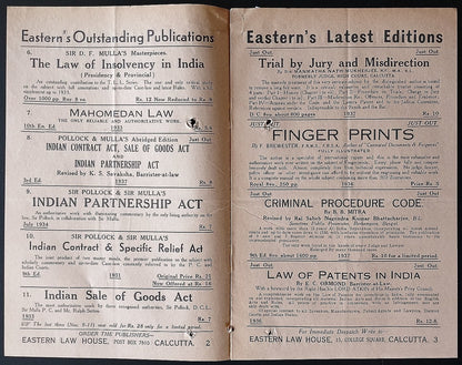 AOP India Eastern Law House, Calcutta Feb 1937 Book List