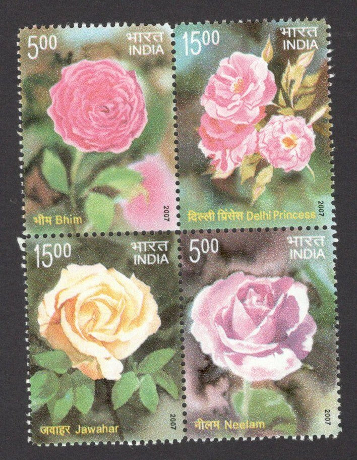 India 2007 Roses set of 4 MNH