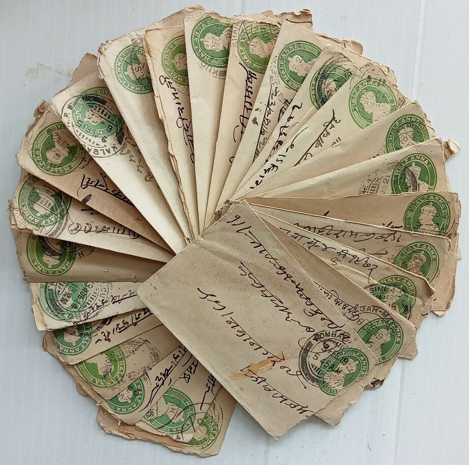 AOP India KGV 1/2a green envelopes x 100  selected for condition WHOLESALE