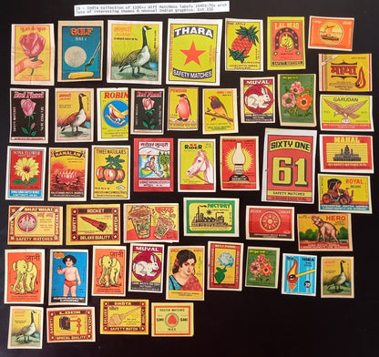Collection of vintage matchbox labels India unusual graphics 900+ different