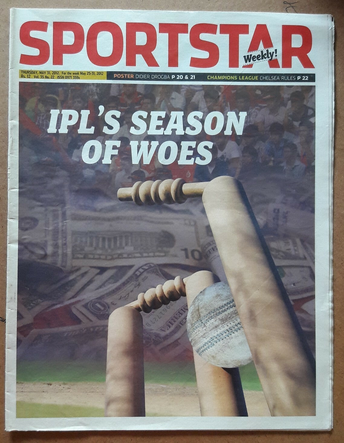 India Sportstar 2007-12 CRICKET cover issues 10” X 13” (5)