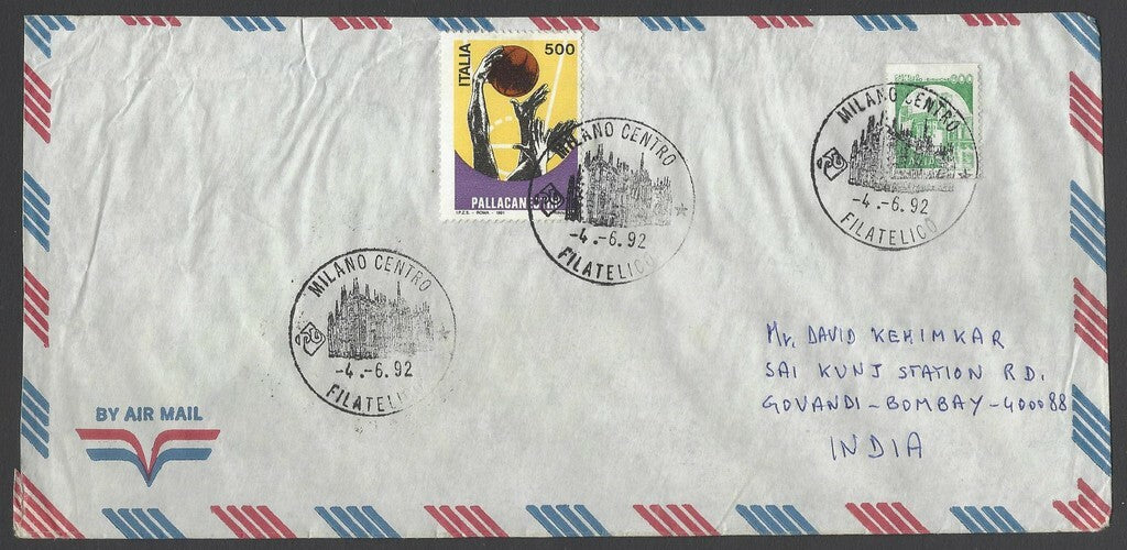 AOP Italy covers to India with commemoratives frankings (5)
