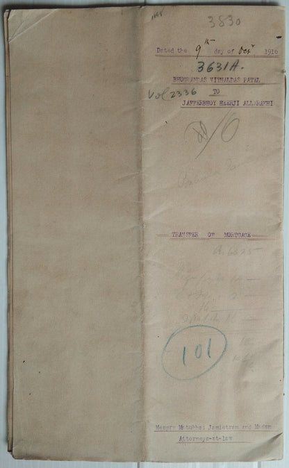 India 1916 Indenture (9 pages)
