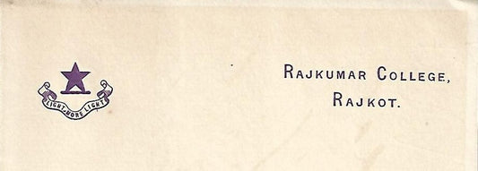 AOP India 1887 crested letter RAJKUMAR COLLEGE, Rajkot