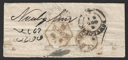 India 1861 stampless cover AGRA to SEEKUR via NOWULGURH