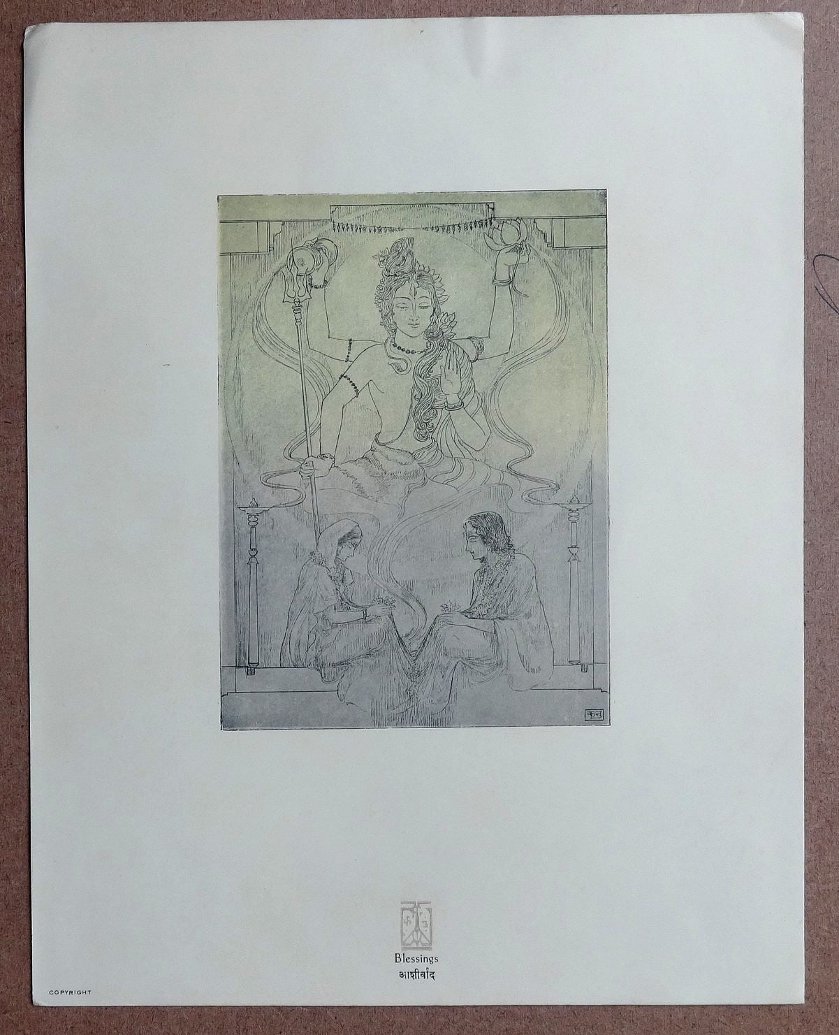 India Wedding Rituals Blessings by Kanu Desai vintage Art Print