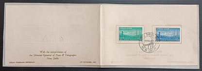 India 1953 Telegraph Centenary presentation folder canc. NEW DELHI