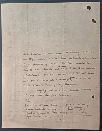 India BOMBAY CYCLE & MOTOR AGENCY letterhead used 1924