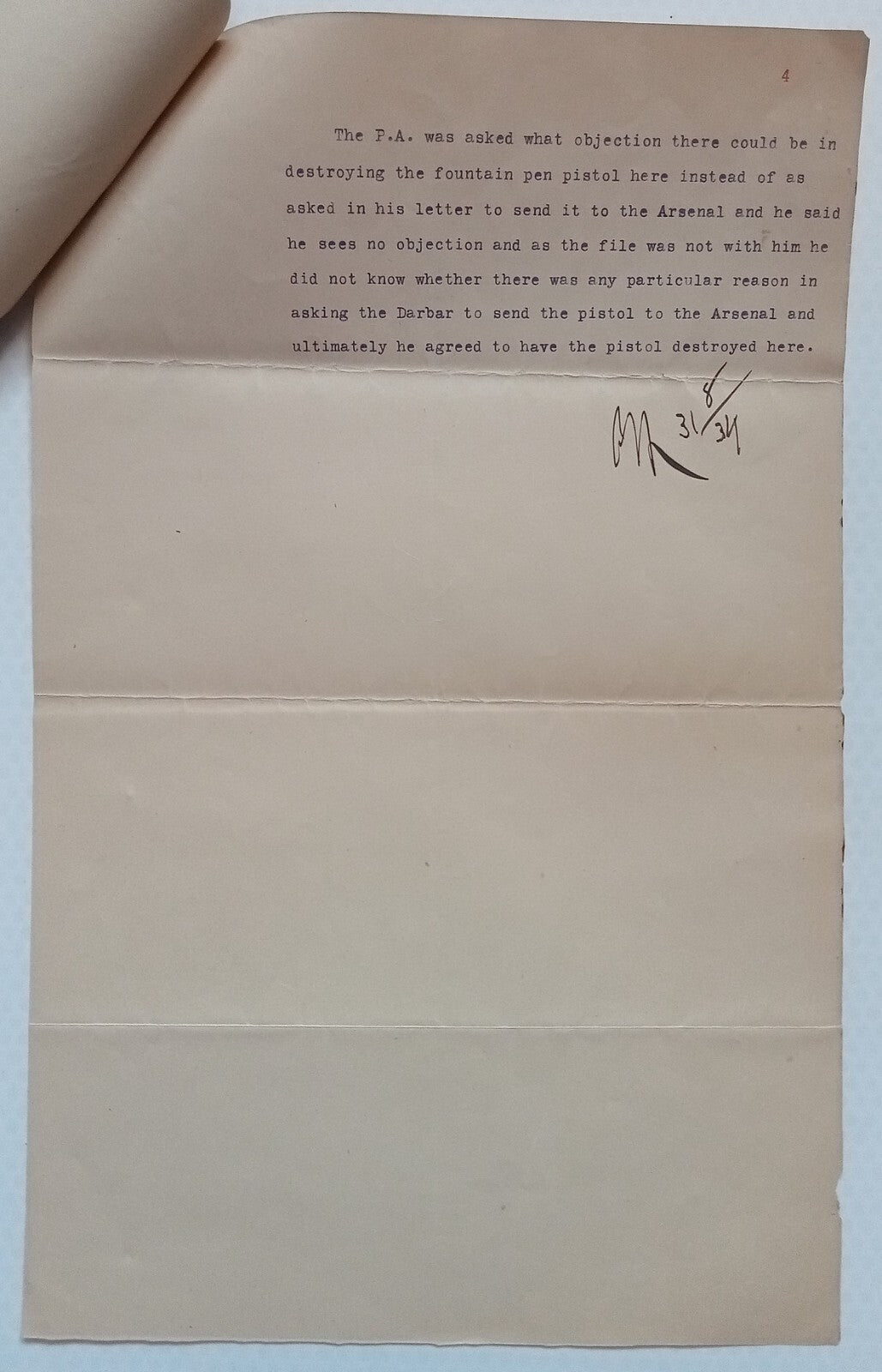 AOP India Official correspondence : OPIUM 1934 KOTAH STATE