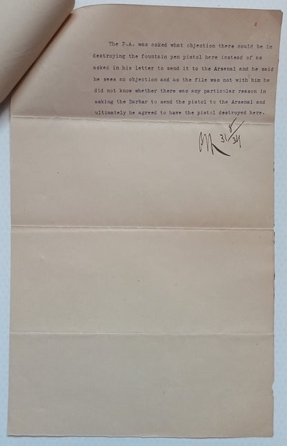 AOP India Official correspondence : OPIUM 1934 KOTAH STATE