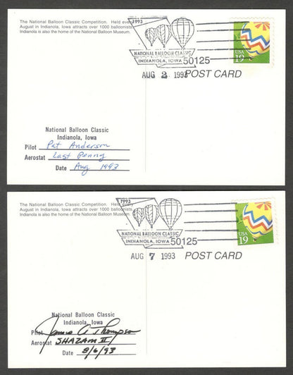 National Balloon Classic, Indianola 1993 covers signed by Pilots (10)