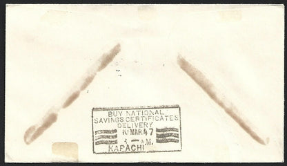 (AOP) US 1947 New York to Karachi, India FFC First Flight cover