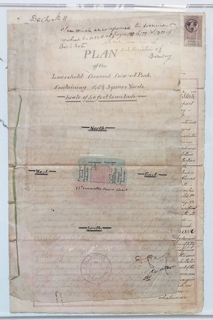 AOP India Special Adhesive KEdVII 1R on 1904 indenture & map
