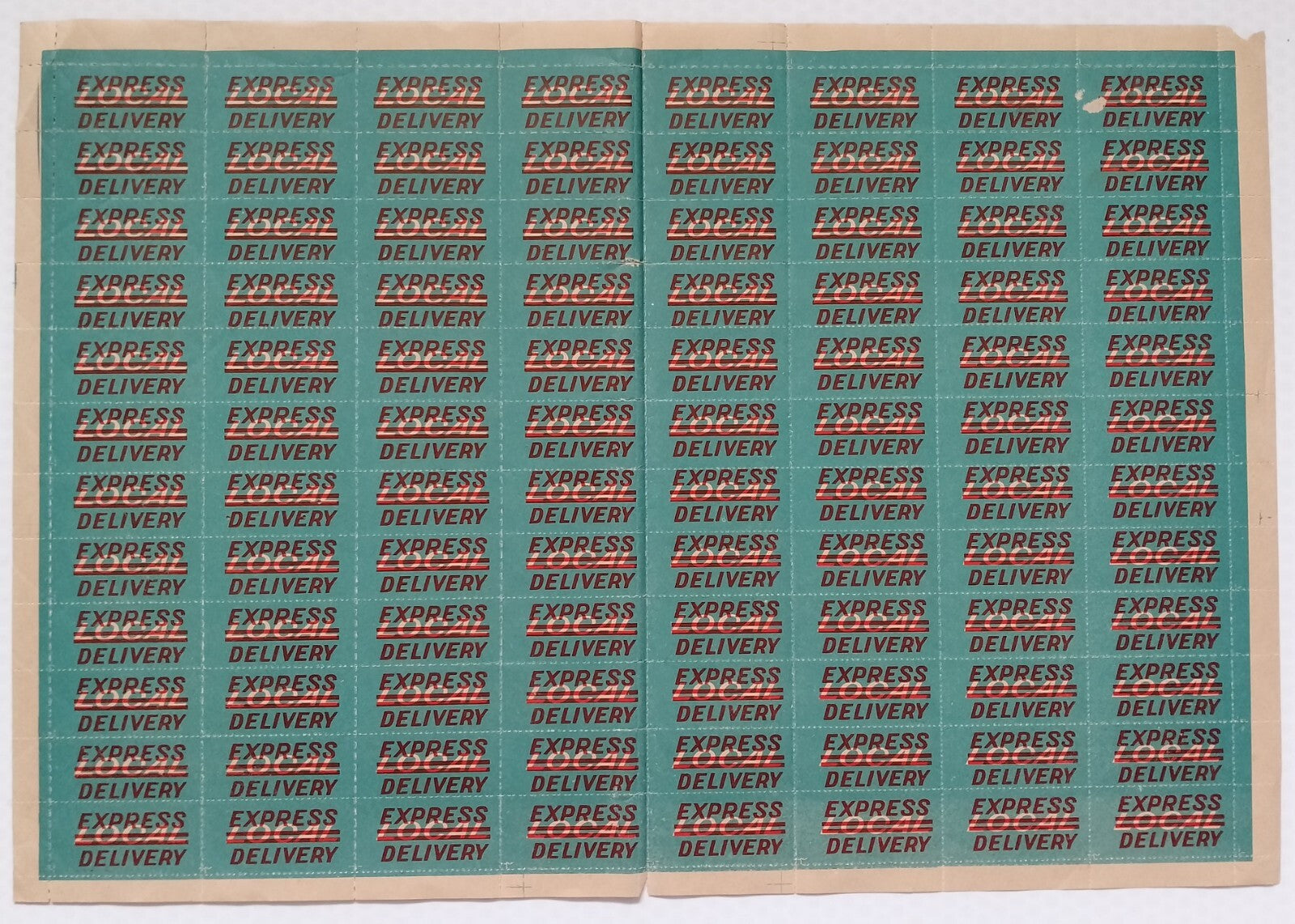 AOP India c.1940-50 local label overprinted EXPRESS DELIVERY sheet of 80
