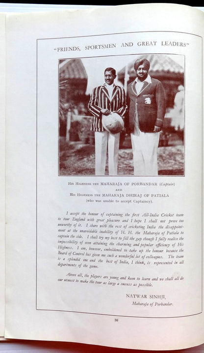 India CRICKET 1932 Tour of England illustrated souvenir 48pgs no cover