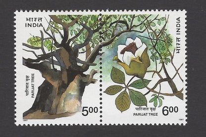 India 1997 Parijat Tree se-tenant pair MNH
