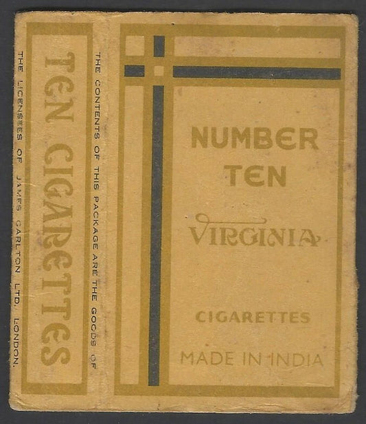 Vintage Number Ten Virginia cigarettes packet James Carlton Ltd India