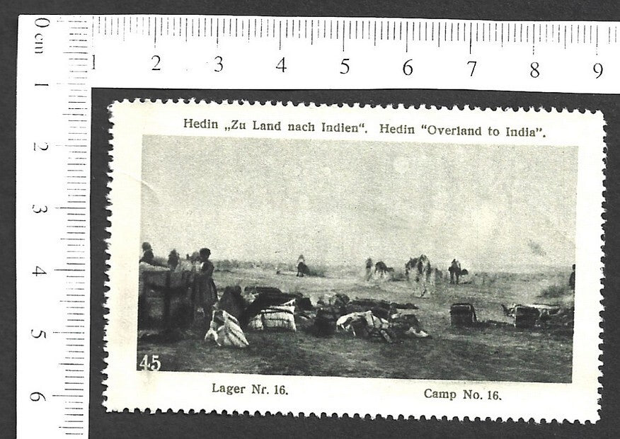 Vintage OVERLAND TO INDIA poster stamp - CAMP NO.16 zaz
