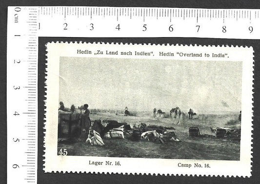 Vintage OVERLAND TO INDIA poster stamp - CAMP NO.16 zaz